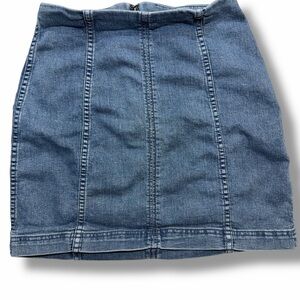 Free People Blue Denim Panel Mini Skirt